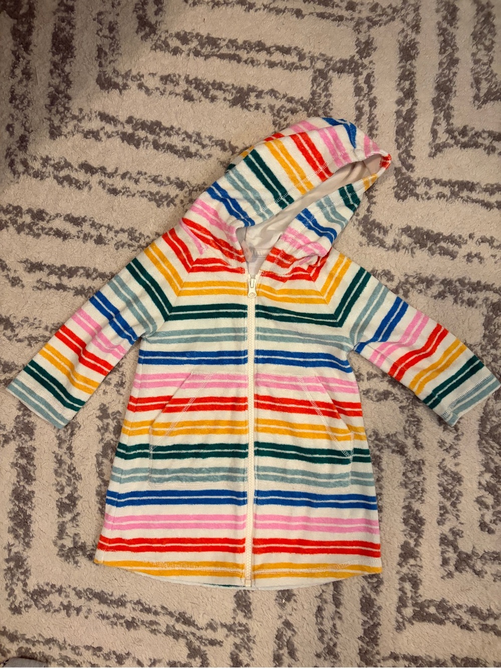 Hanna Andersson Striped Hooded Kids Zip Beach Cover Up